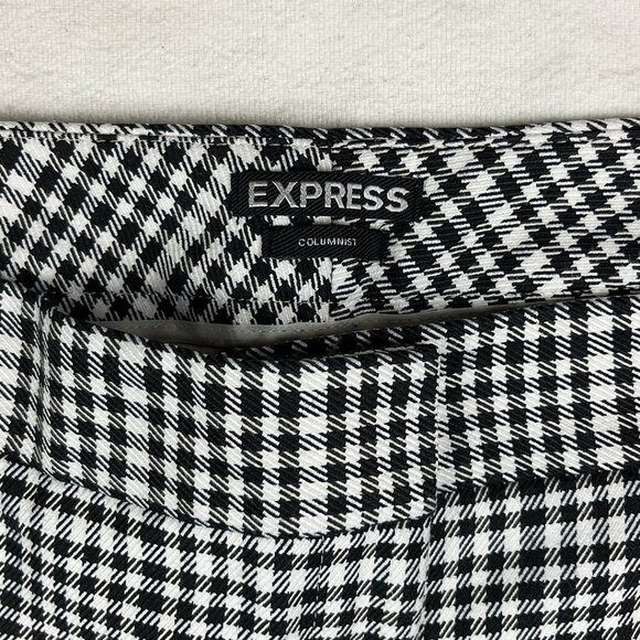 Express Columnist Pants Size 4R Black White Checkerboard Tapered Leg Stretch - Picture 4 of 16